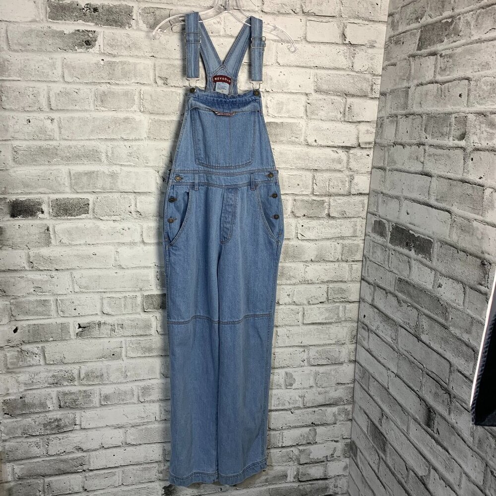 Vintage 90s Nevada Oversized Baggy Fit Carpenter Cargo Denim Overalls